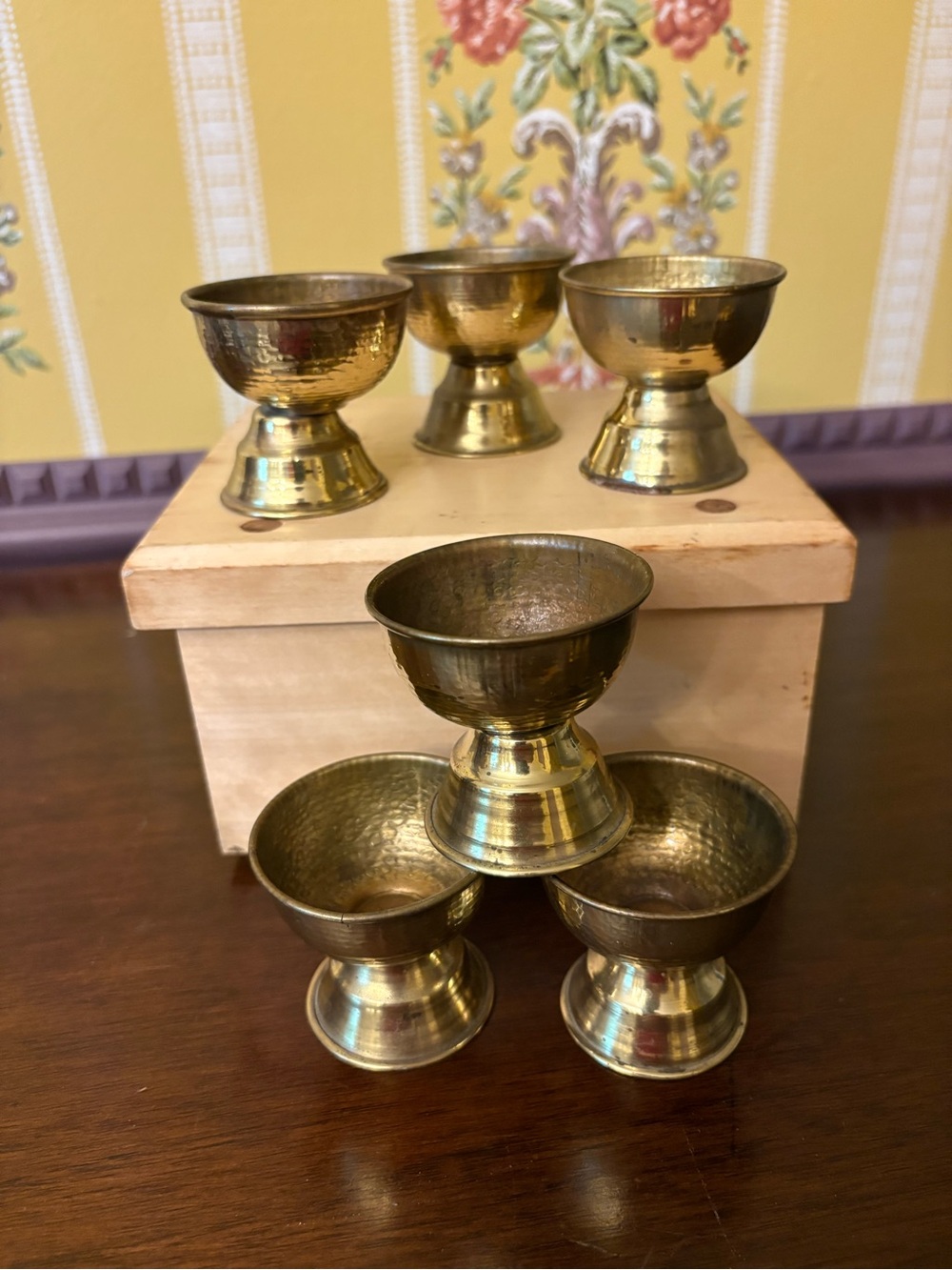 Set of 6 Vintage Brass Goblets - Gold Tone
